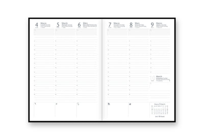 Agenda 12 Mesi Settimanale 2026 Intempo Saffiano Intercambiabile in Similpelle Rigata Nero 17 x 24 cm