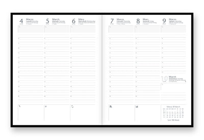 Agenda 12 Mesi Settimanale Intempo Text 2026 in Balacron Nero 21 x 26 cm