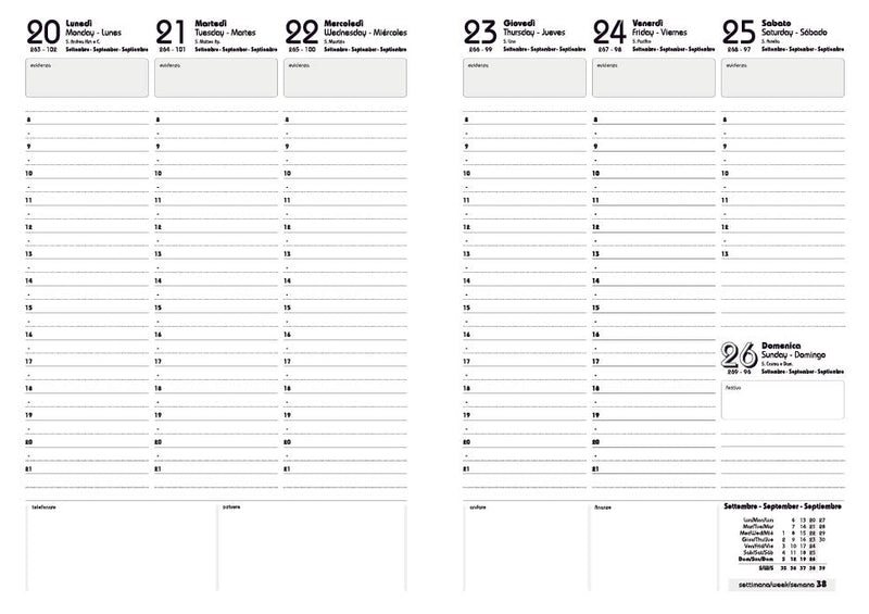 Agenda 12 Mesi Settimanale Intempo Weekly Skin 2026 Intercambiabile in Similpelle Rosso 21 x 30 cm