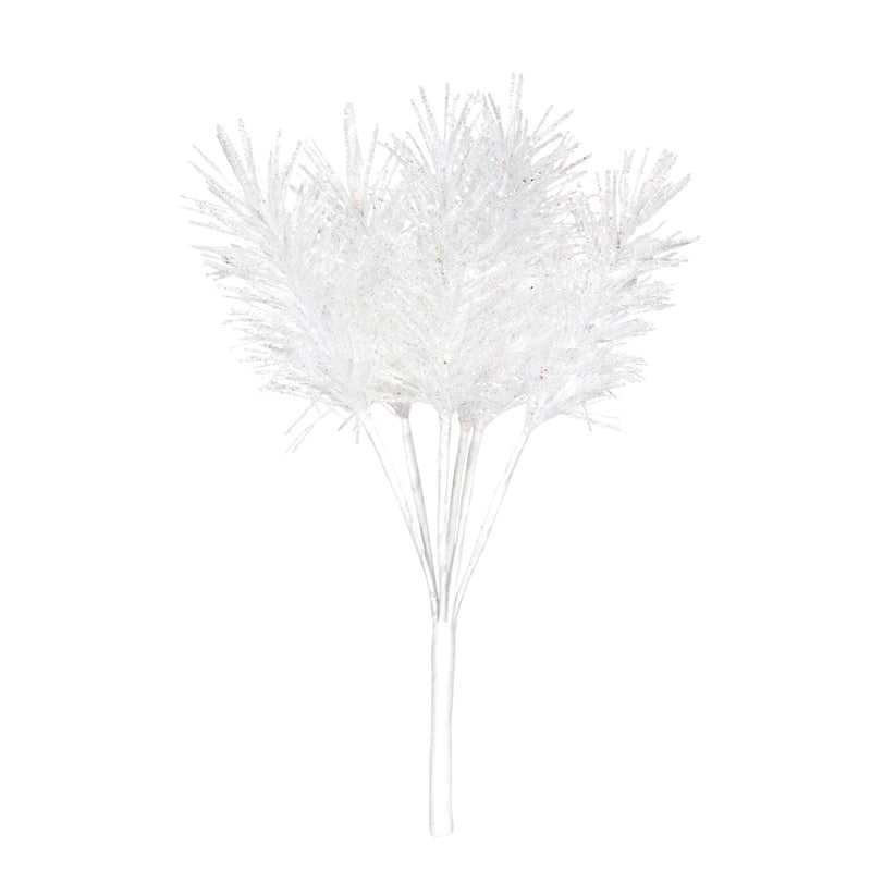 Pick Foglie Glitter Bianco e Oro 16 cm
