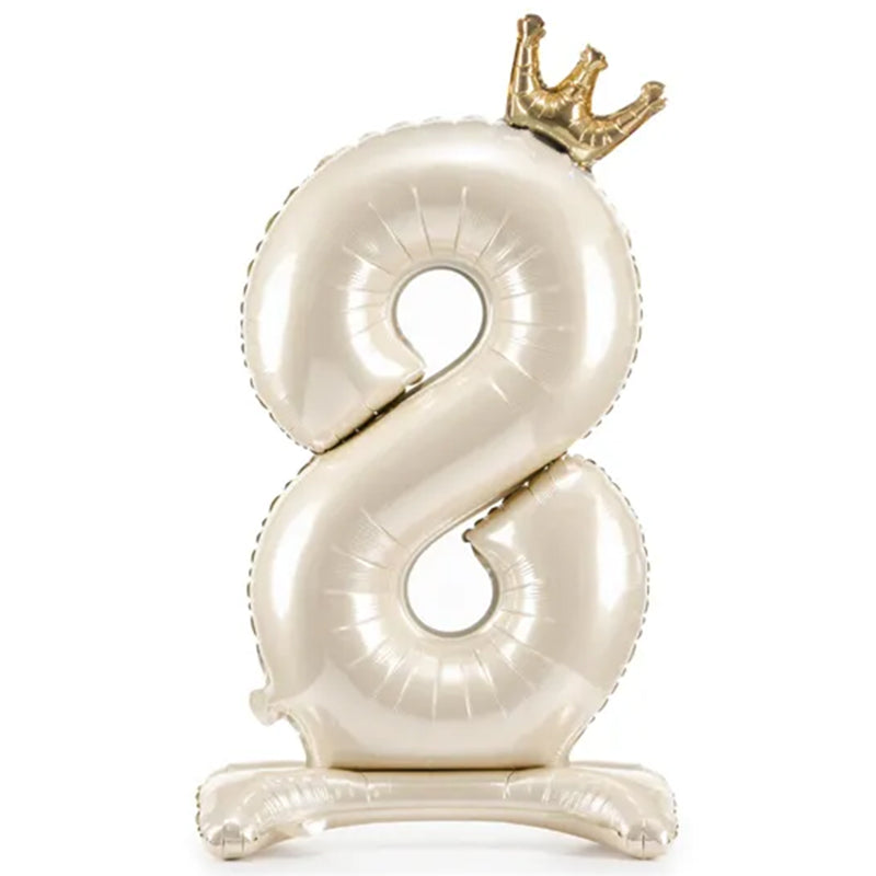 Palloncino in Foil Autoportante Gonfiabile ad Aria Crema Satinato 84 cm - Numero 8