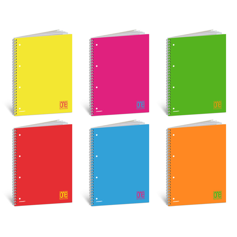 Quaderno Maxi One Color Fluo Spiralato Forato 80 gr / 60 Fogli / 1 Rigo