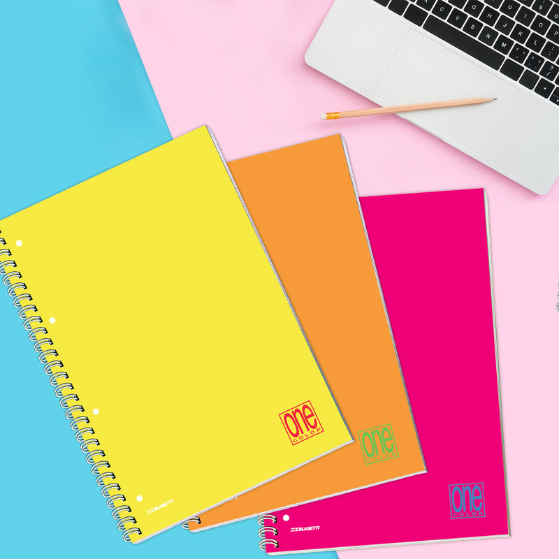 Quaderno Maxi One Color Fluo Spiralato Forato 80 gr / 60 Fogli / 1 Rigo