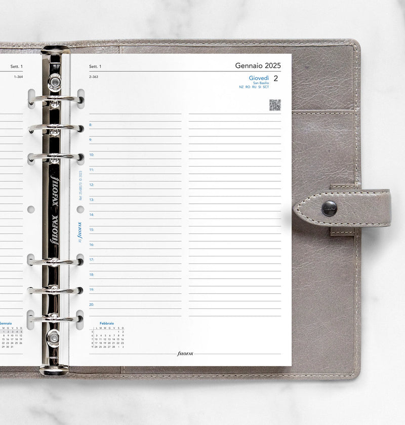 Refill Agenda Filofax Giornaliera A5 con Appuntamenti 2026 - 172 fogli