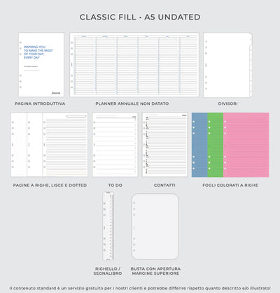 Organizer Filofax Original A5 Dark Aqua con Planner Annuale non Datato