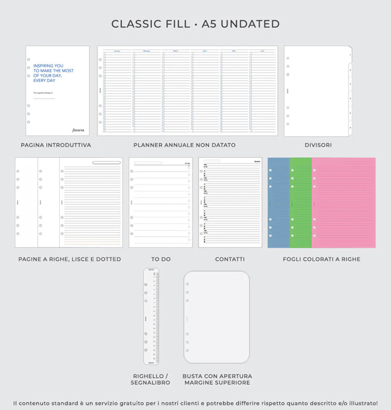 Organizer Filofax Original A5 Dark Aqua con Planner Annuale non Datato
