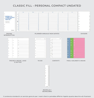 Organizer Filofax Saffiano Personal Compact Nero con Planner Annuale non Datato