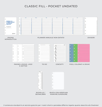 Organizer Filofax Original Pocket Blu con Planner Annuale non Datato