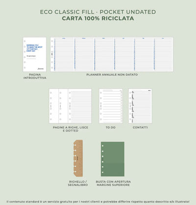 Organizer Filofax Eco Essential Pocket Nero con Planner Annuale non Datato