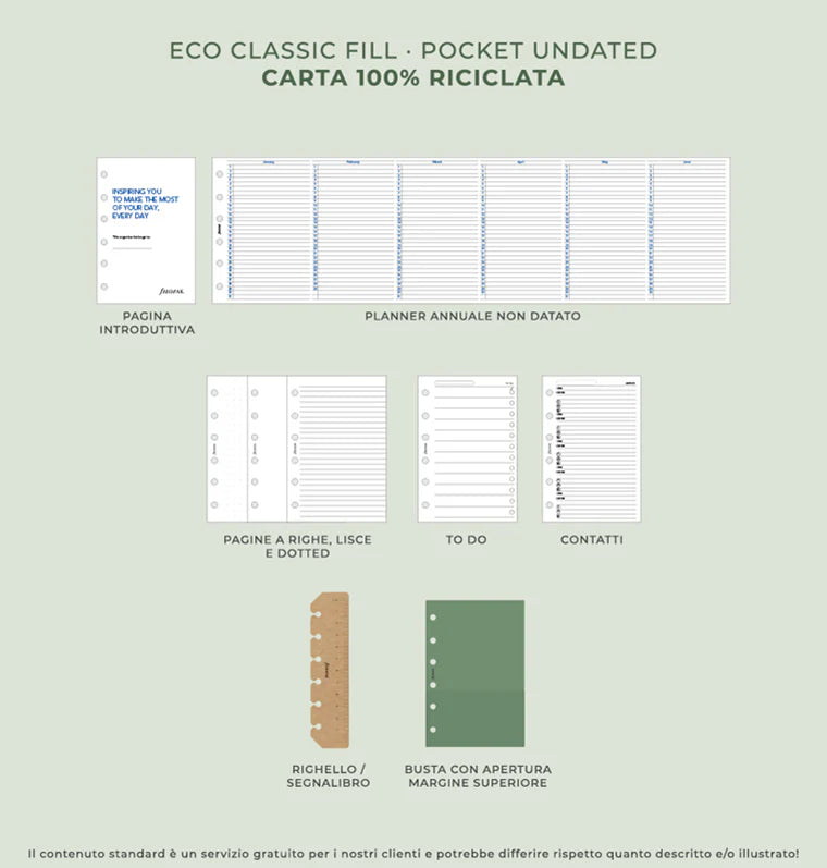 Organizer Filofax Eco Essential Pocket Nero con Planner Annuale non Datato