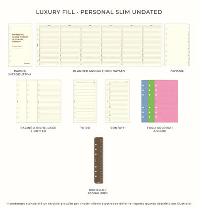 Organizer Filofax Malden Personal Compact con Zip Stone con Planner Annuale non Datato