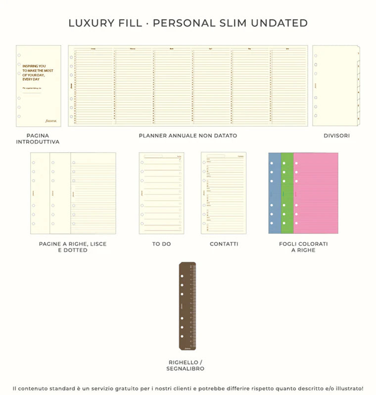 Organizer Filofax Malden Personal Compact con Zip Stone con Planner Annuale non Datato