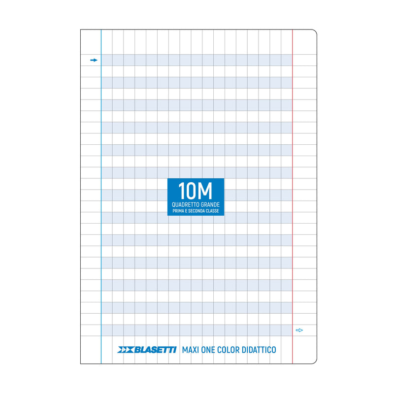 Quaderno Maxi Didattico 100 gr / 18 Fogli / Rigatura Speciale a Quadretti 10 mm