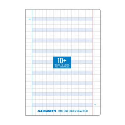 Quaderno Maxi Didattico 100 gr / 18 Fogli / Rigatura Speciale a Quadretti 10 mm Plus