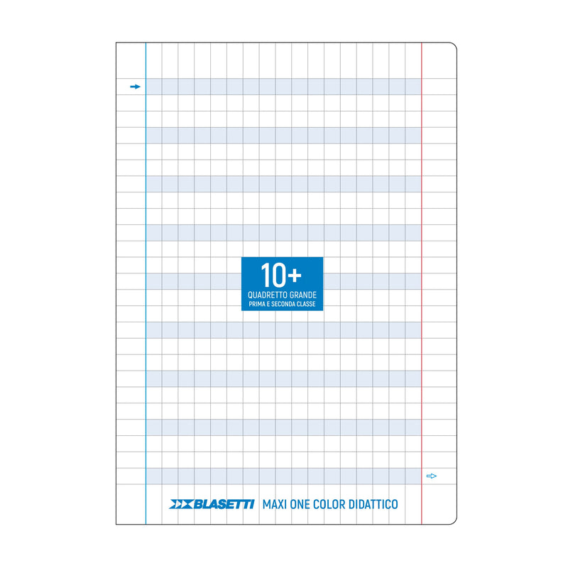 Quaderno Maxi Didattico 100 gr / 18 Fogli / Rigatura Speciale a Quadretti 10 mm Plus
