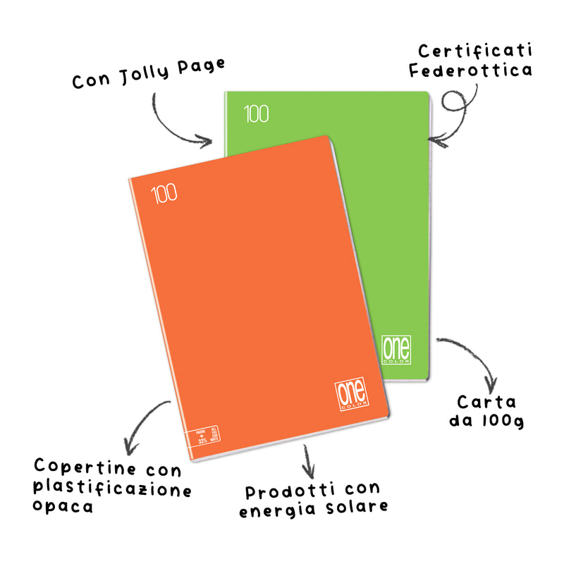 Quaderno Maxi One Color A4 / 100 gr / 1 Rigo / 18 Fogli