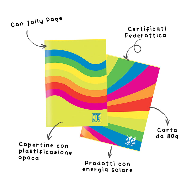 Quaderno Maxi One Color Fantafluo 80 gr / 20 Fogli / 1 Rigo