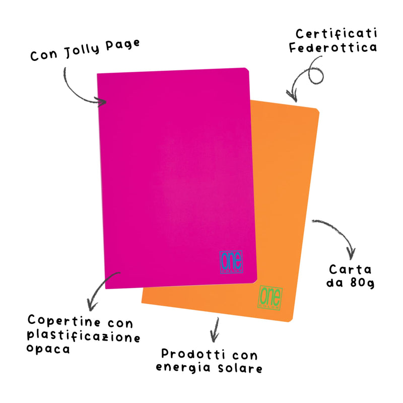 Quaderno Maxi One Color Fluo 80 gr / 20 Fogli / Quadretti 4 mm