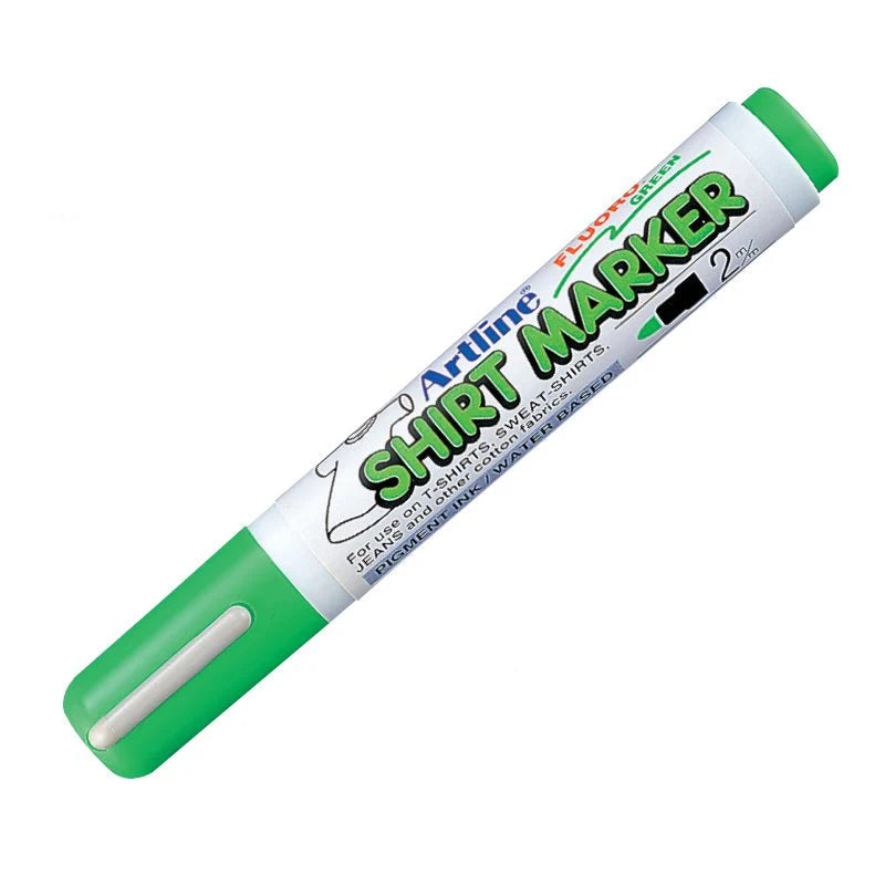 Pennarello Marcatore Artline T-Shirt a Punta Conica 2 mm per Tessuto Verde Fluo