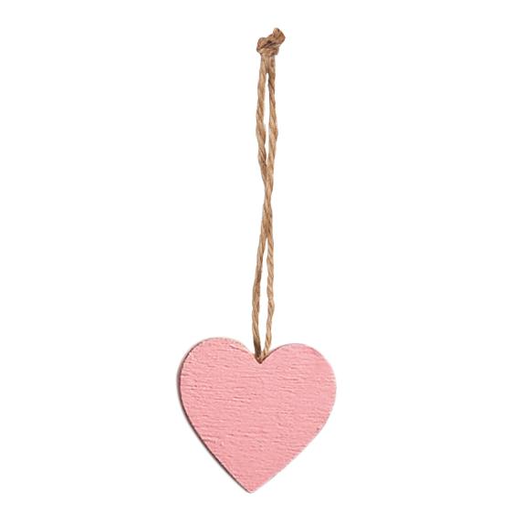 Tag in Legno Cuore con Gancio Rosa 2 cm - 24 pezzi