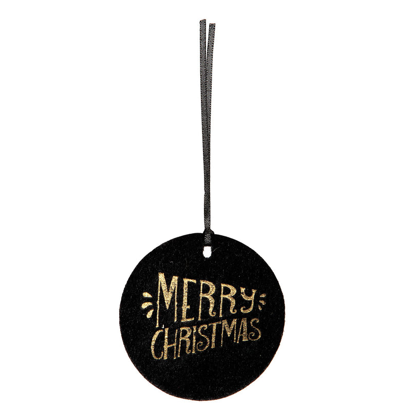 Chiudipacco Pelliccia Merry Xmas Nero 10 cm - 6 pezzi