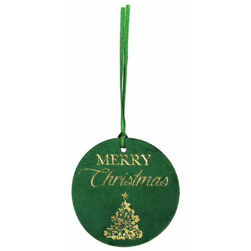 Tag in in Velluto con Albero Verde Scuro 7 cm - 6 pezzi