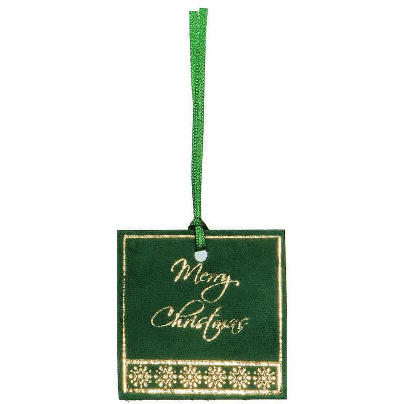 Tag in Velluto Merry Christmas Verde Scuro 9 x 9 cm - 6 pezzi