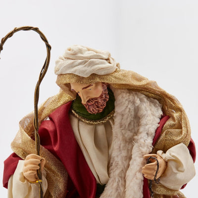 Natività con Asinello in Tessuto e Legno Bordeaux 36 cm - 2 pezzi