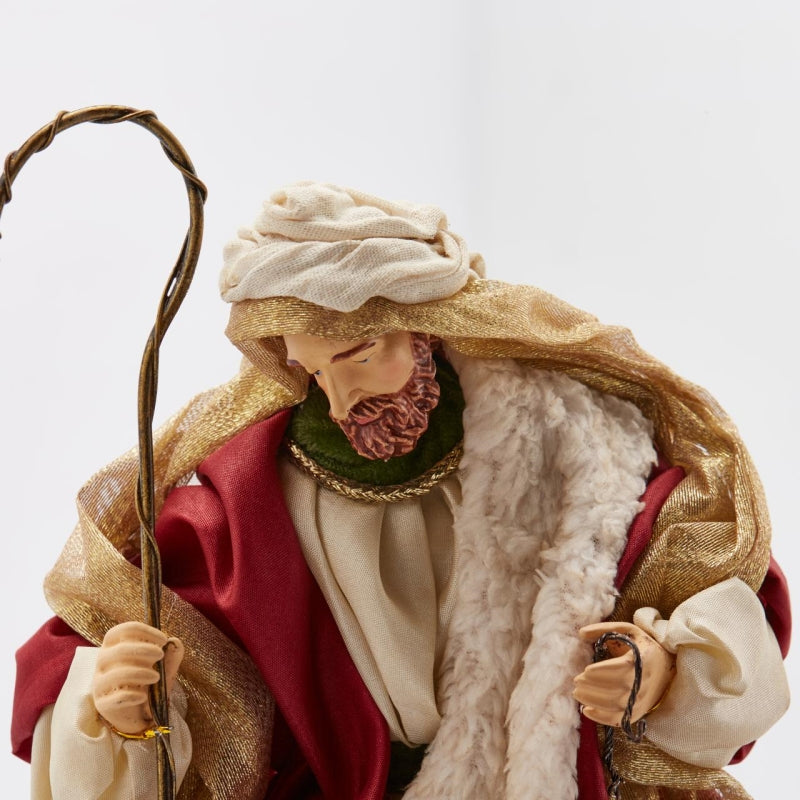 Natività con Asinello in Tessuto e Legno Bordeaux 36 cm - 2 pezzi
