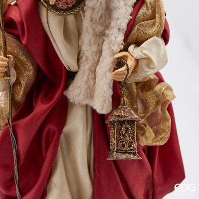 Natività con Asinello in Tessuto e Legno Bordeaux 36 cm - 2 pezzi