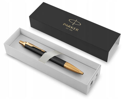 Penna a Sfera Parker IM Premium Black Gold GT con Punta Media e Inchiostro Blu