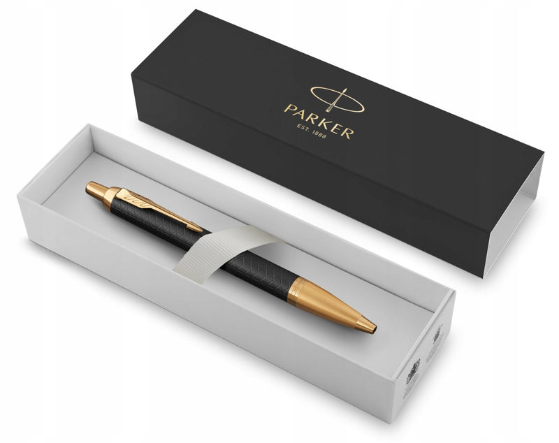 Penna a Sfera Parker IM Premium Black Gold GT con Punta Media e Inchiostro Blu