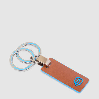 Portachiavi da Uomo Piquadro Blue Square in Pelle a 2 Anelle Marrone