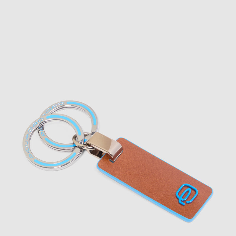 Portachiavi da Uomo Piquadro Blue Square in Pelle a 2 Anelle Marrone