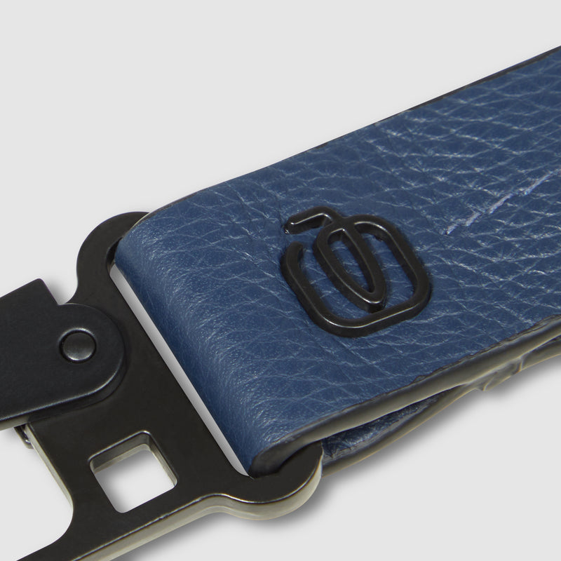 Portachiavi Piquadro Russel in Pelle con Moschettone Blu
