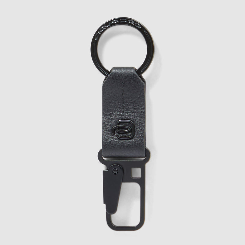 Portachiavi Piquadro Russel in Pelle con Moschettone Nero