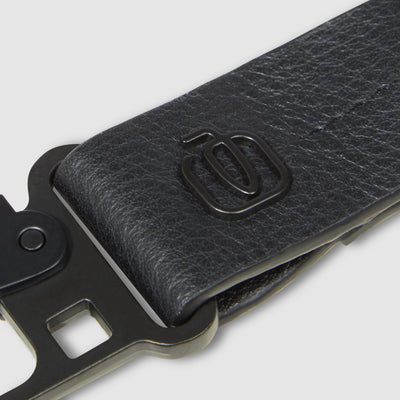 Portachiavi Piquadro Russel in Pelle con Moschettone Nero