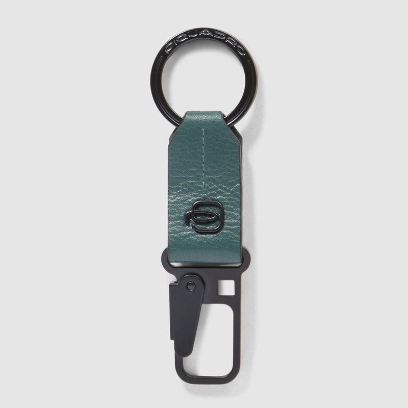Portachiavi Piquadro Russel in Pelle con Moschettone Verde