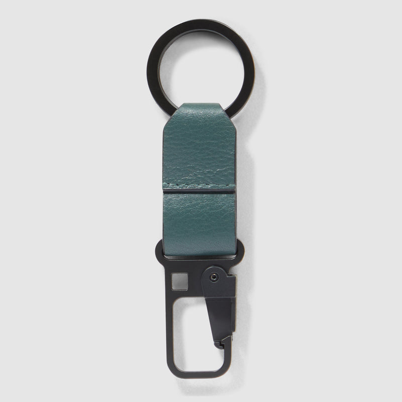 Portachiavi Piquadro Russel in Pelle con Moschettone Verde