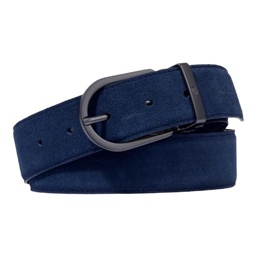 Cintura da Uomo Reversibile Piquadro in Pelle Scamosciata Blu