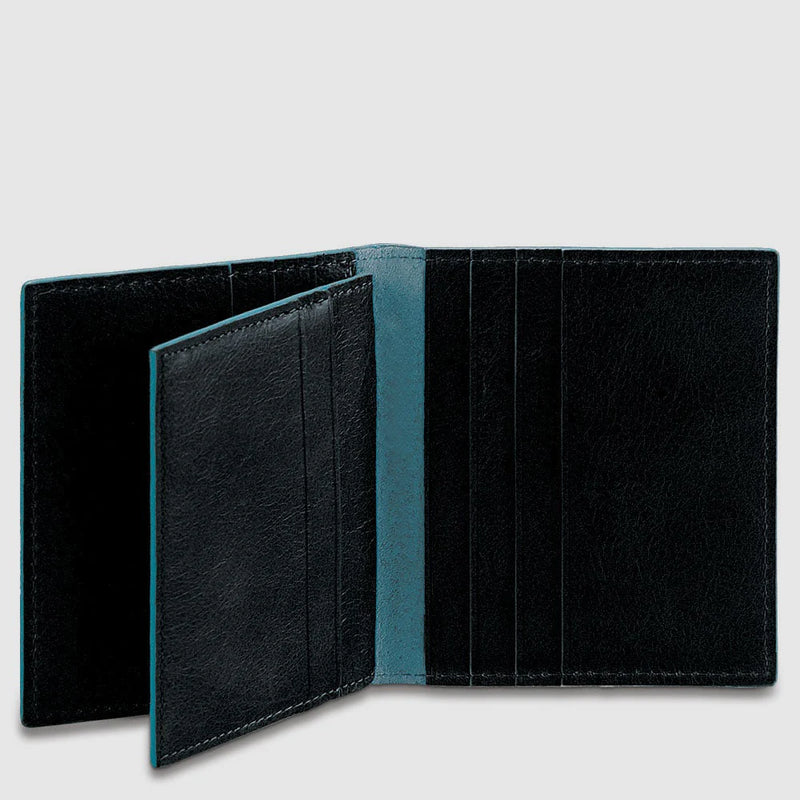 Porta Carte di Credito Piquadro in Pelle con Volantino Blue Square Nero