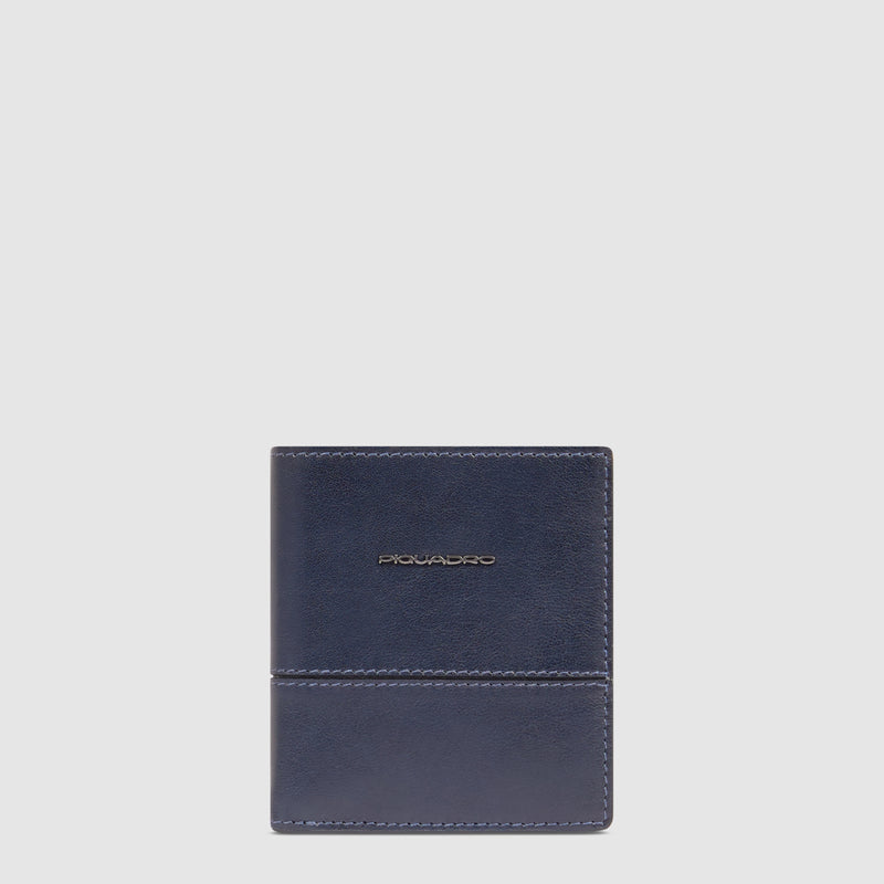 Porta Carte di Credito da Uomo Piquadro New Classic in Pelle con Volantino Porta Documenti Blu