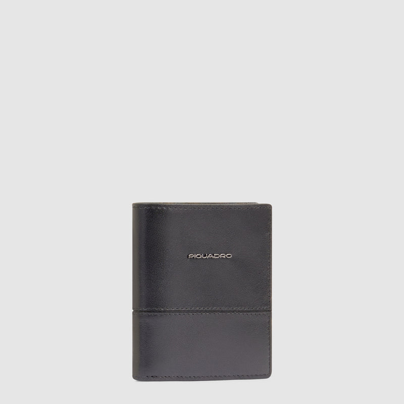 Porta Carte di Credito da Uomo Piquadro New Classic in Pelle con Volantino Porta Documenti Nero