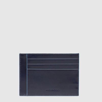 Porta Carte di Credito Sottile da Uomo Piquadro Blue Square in Pelle con RFID Blu