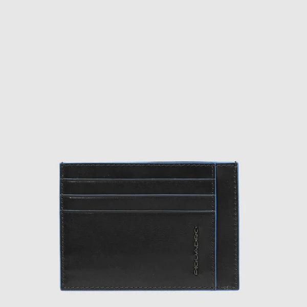 Porta Carte di Credito Sottile da Uomo Piquadro Blue Square in Pelle con RFID Nero