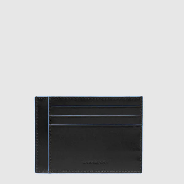Porta Carte di Credito Sottile da Uomo Piquadro Blue Square in Pelle con RFID Nero
