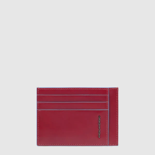 Porta Carte di Credito Sottile da Uomo Piquadro Blue Square in Pelle con RFID Rosso