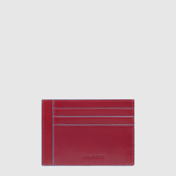 Porta Carte di Credito Sottile da Uomo Piquadro Blue Square in Pelle con RFID Rosso