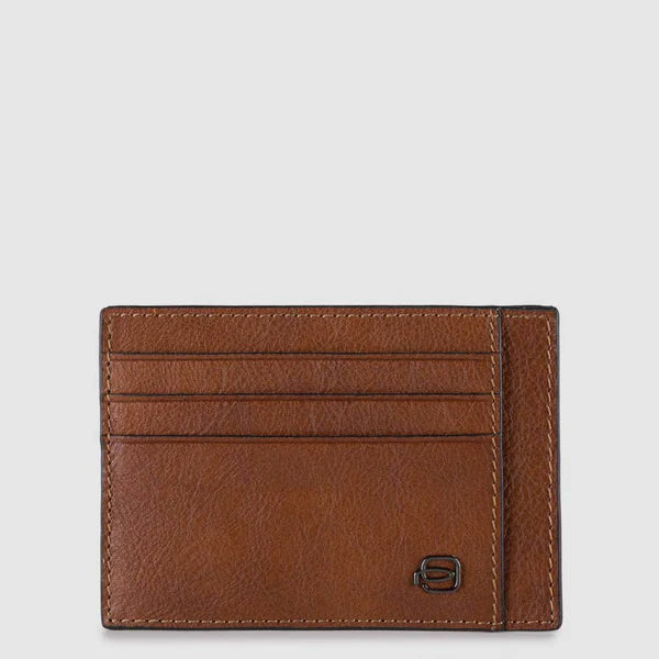 Bustina Porta Carte di Credito Piquadro Black Square in Pelle Cuoio
