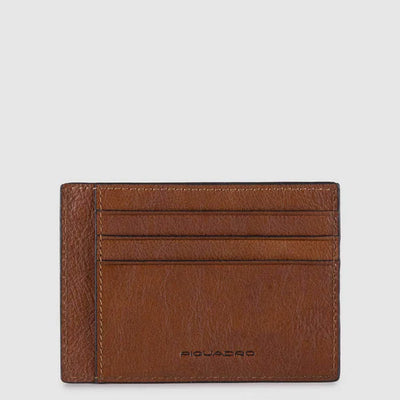 Bustina Porta Carte di Credito Piquadro Black Square in Pelle Cuoio